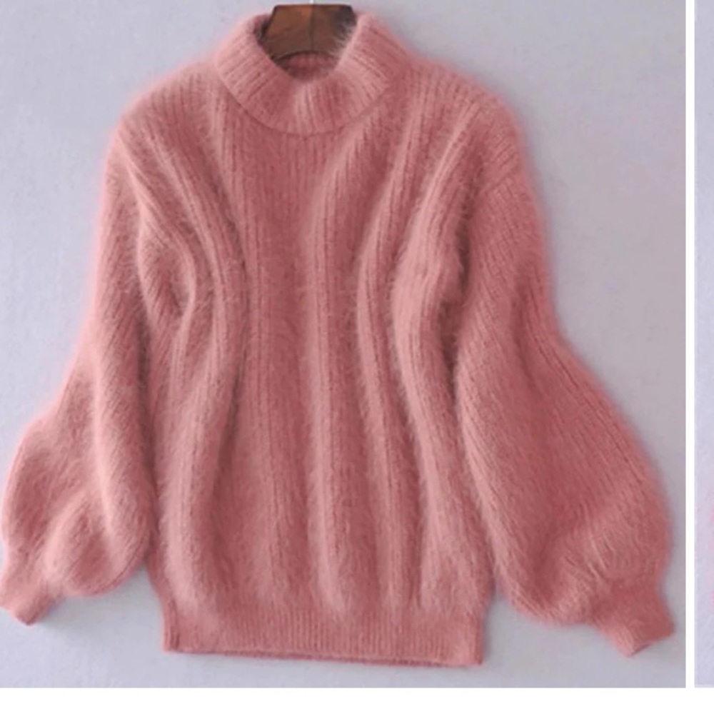 Fluffy pink sweater
